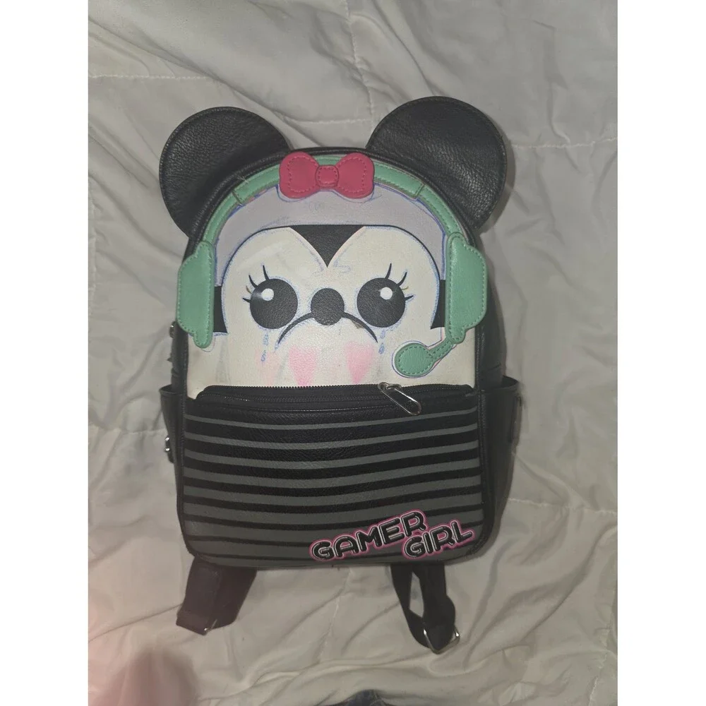 Loungefly gamer girl Minnie mouse mini backpack bookbag purse bag tote!
